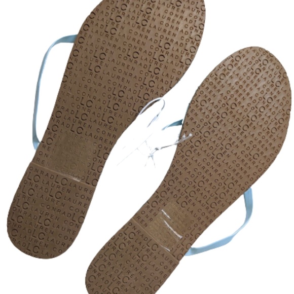 LC LAUREN CONRAD Sandals Flip Flops Blue Floral Summer Bohemian Size 10 - Picture 2 of 5